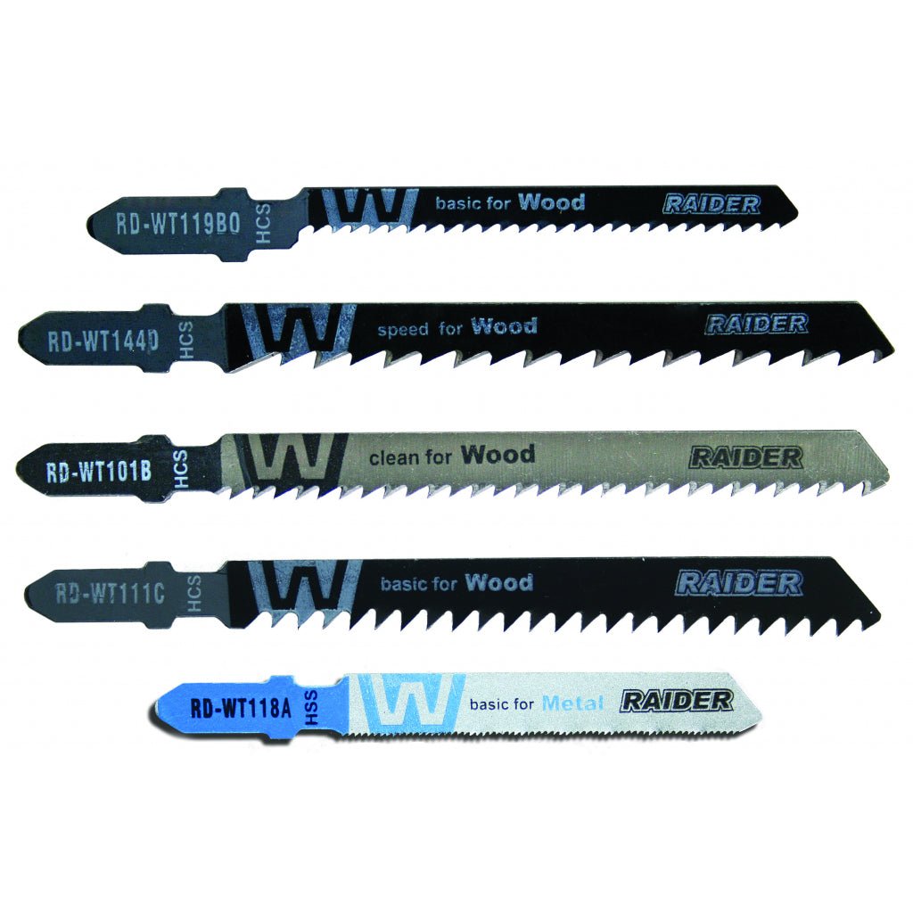 RAIDER Set lame fierastrau pendular lemn si metal T" 5buc Potrivit pentru lemn, metal sau plastic Raider - scule electrice si unelte profesionale - BricoMart