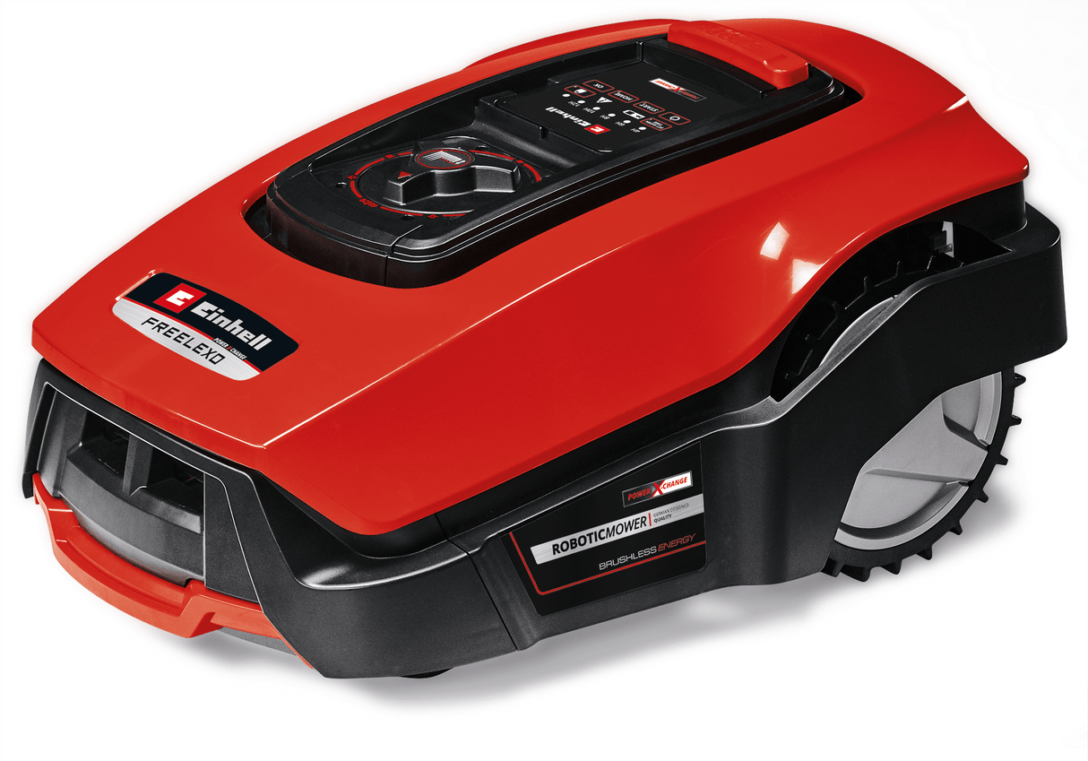 Robot de tuns iarba Einhell FREELEXO 600 BT (pentru gradini de pana la 600 m², aplicatie Bluetooth, incl. acumulator PXC de 2,5 Ah, cablu de 140 m, 200 carlige, 3 lame, 4 cleme, kit de instalare Einhell - scule electrice si unelte profesionale - BricoMart