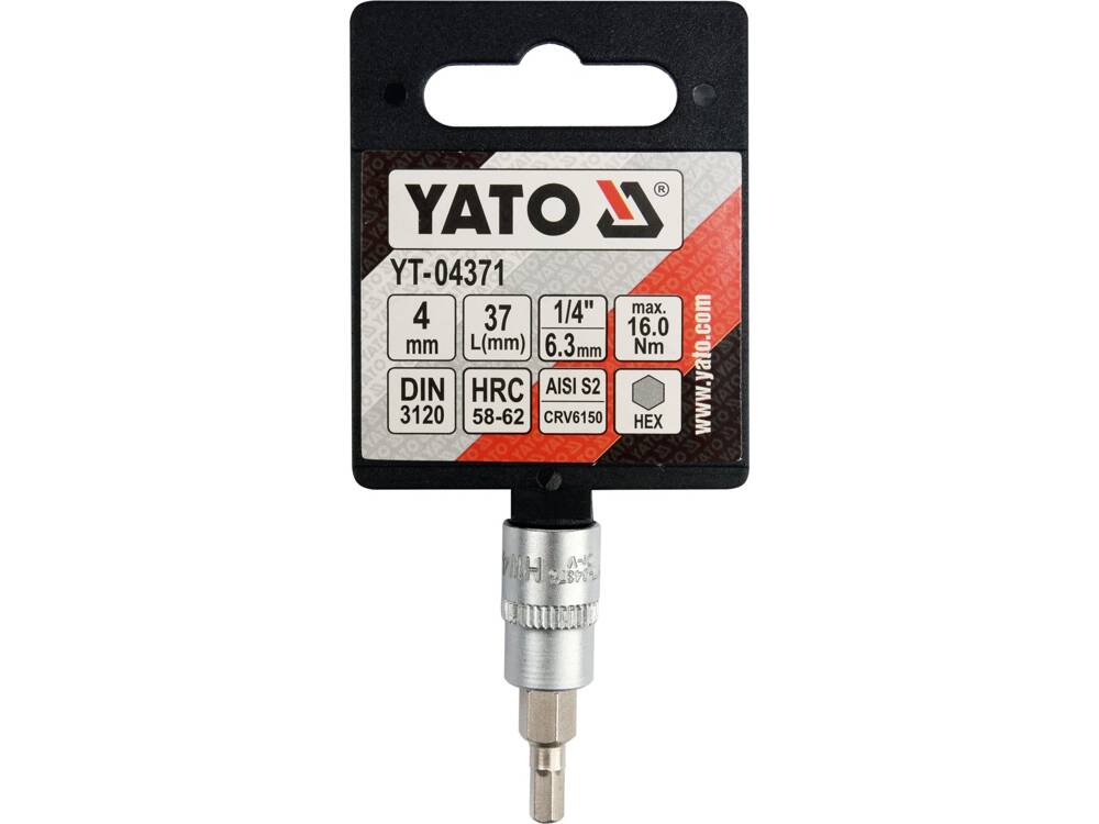 HATSZÖGŰ FEJ 4 YATO YT-04371, 1/4"-OS ADAPTERREL, 37MM
