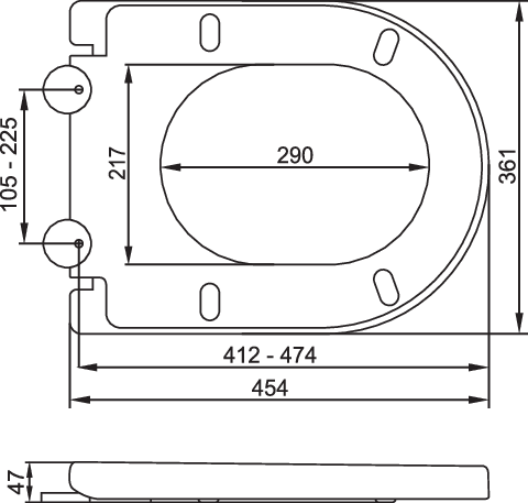 2 az 1-ben WC-ülőke, FALA 75472 PP-D, lassan záródó