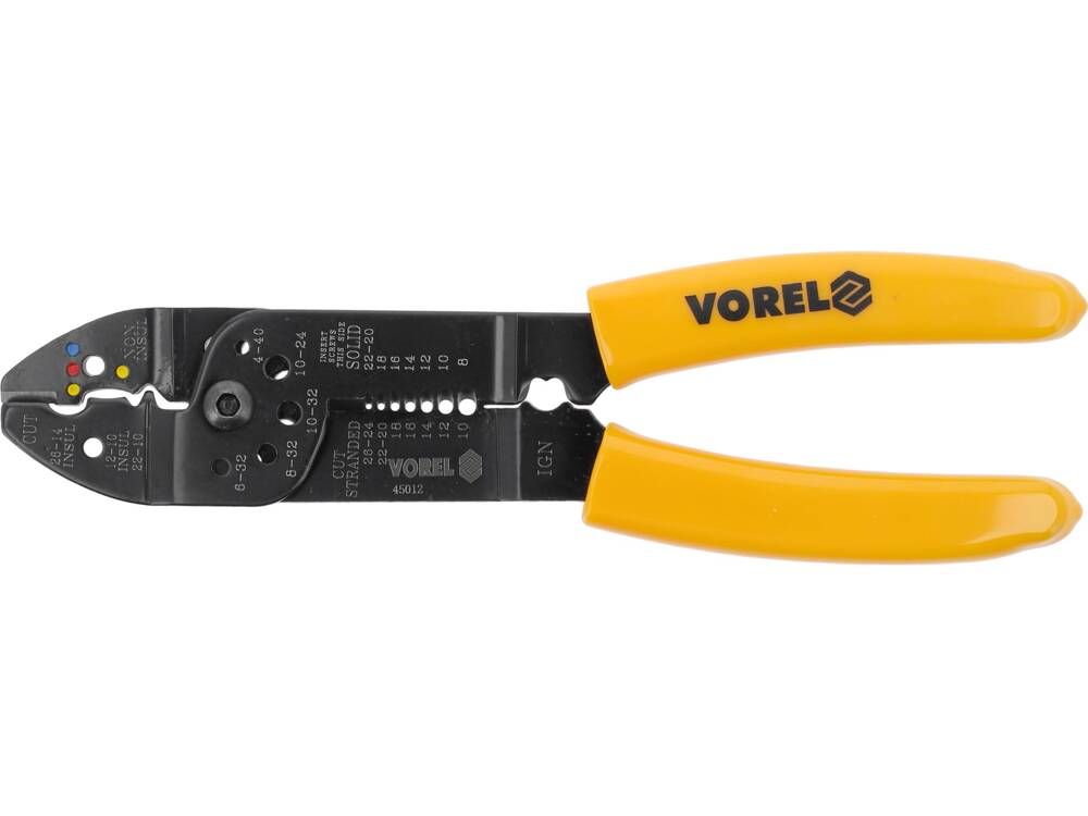 PT VOREL 45012 TÖBBFUNKCIÓS FOGÓ KRIMPELÉSHEZ ÉS KICSOMAGOLÁSHOZ, 215 MM