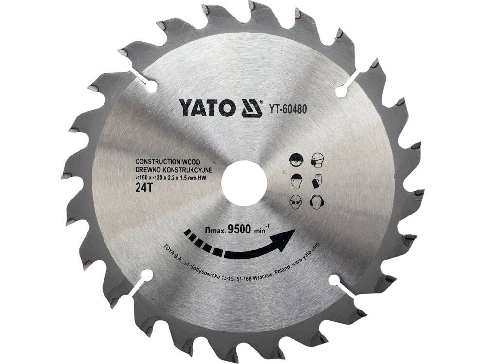 DISC CIRCULAR LEMN, YATO YT-60480 160X20X2.2MM, 24 DINTI