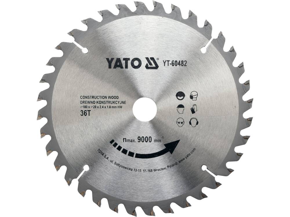 DISC CIRCULAR LEMN, YATO YT-60482 180X20X2.4MM, 36 DINTI