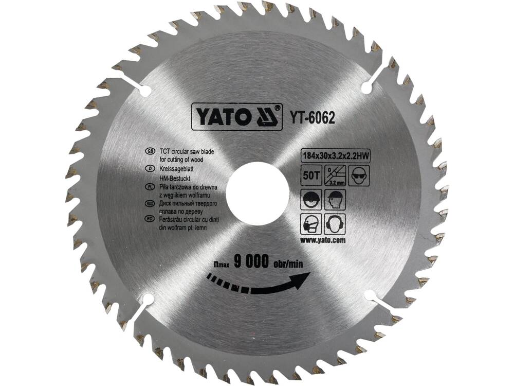 FA KÖR TÁRCSA, YATO YT-6062 184X30X3.2MM, 50 FOGÚ