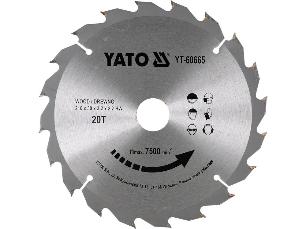 DISC CIRCULAR LEMN, YATO YT-60665 210X30X3.2MM, 20 DINTI