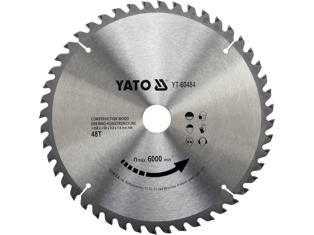 DISC CIRCULAR LEMN, YATO YT-60484 250X30X2.4MM, 48 DINTI
