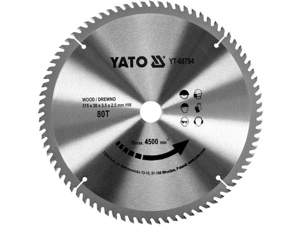 DISC CIRCULAR LEMN, YATO YT-60794 315X30X3.5MM, 80 DINTI