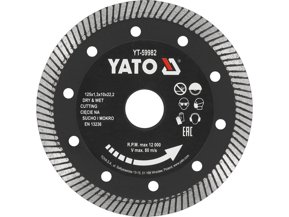GYÉMÁNT TÁRCSA, 125X22.2X1.3MM YATO YT-59982