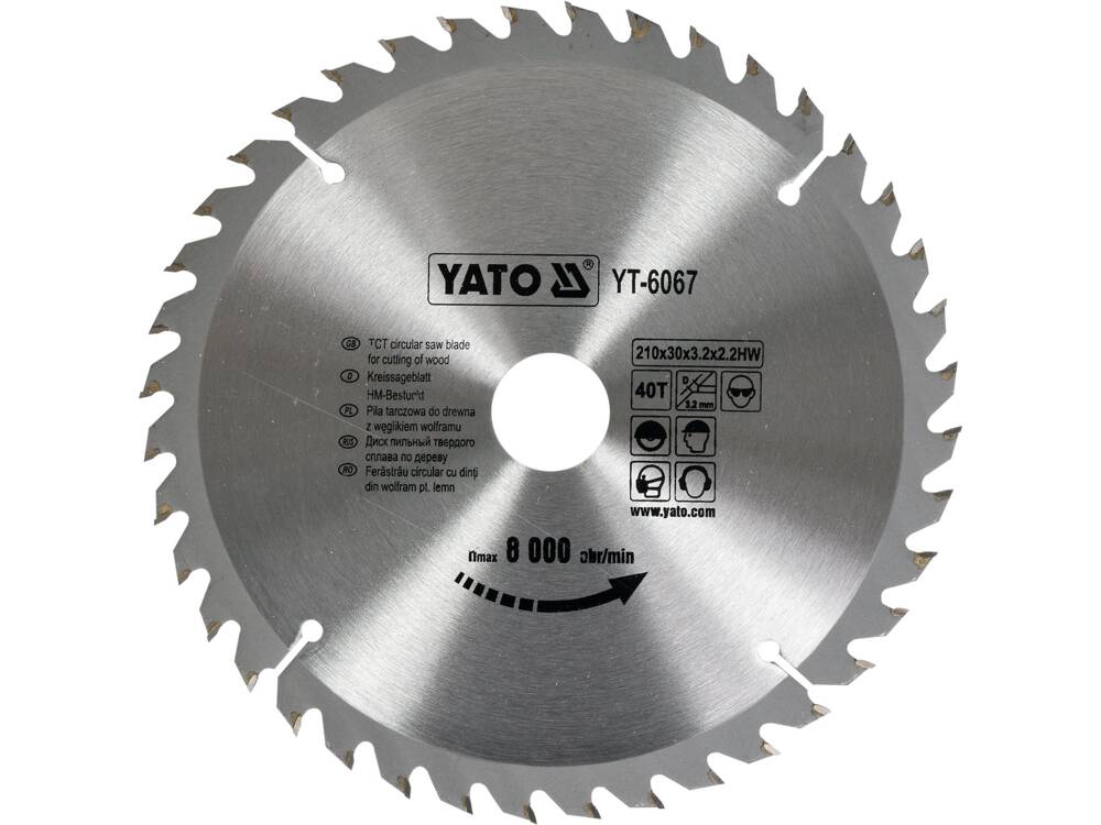 YATO YT-6067 KÖRFŰRÉSZLAP FÁHOZ 210X40TX30MM