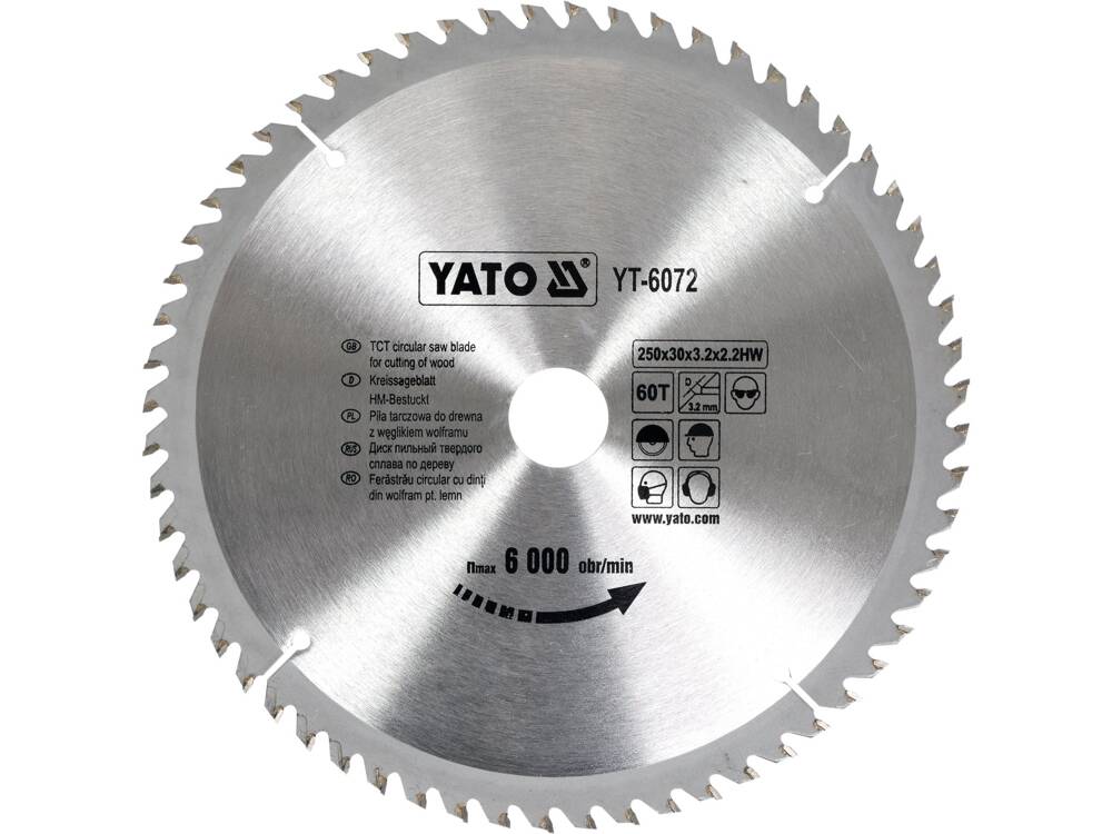 DISC FIERASTRAU CIRCULAR YATO YT-6072 PENTRU LEMN 250X60X30MM