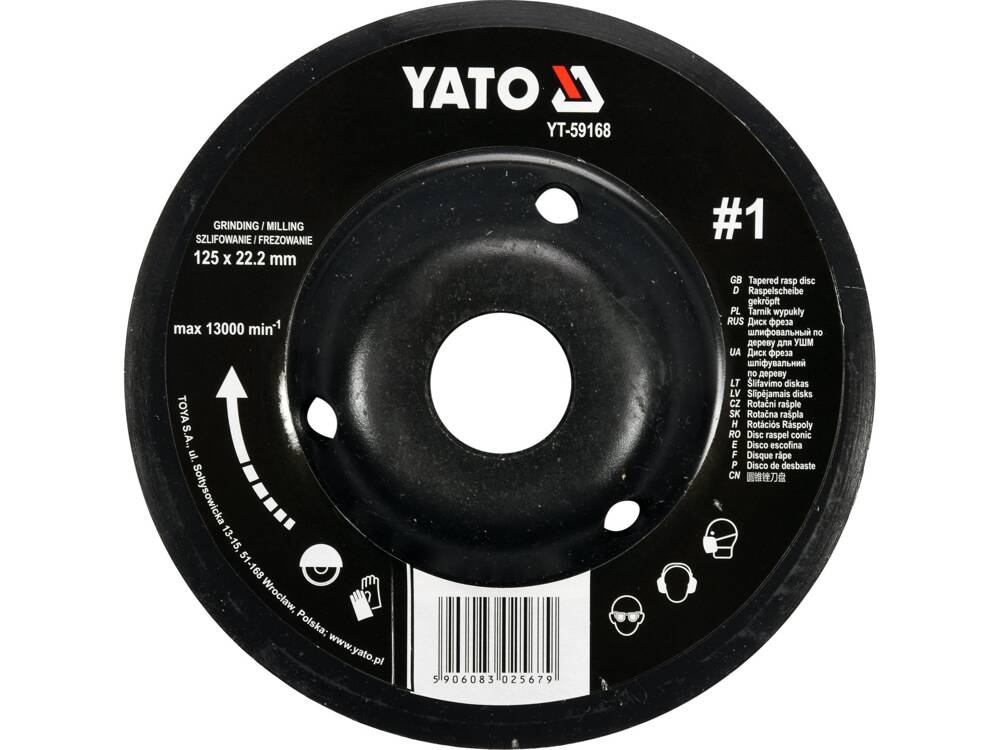 DISC RASPEL LEMN, YATO YT-59168 DEPRESAT, 125X22.2MM, NR1