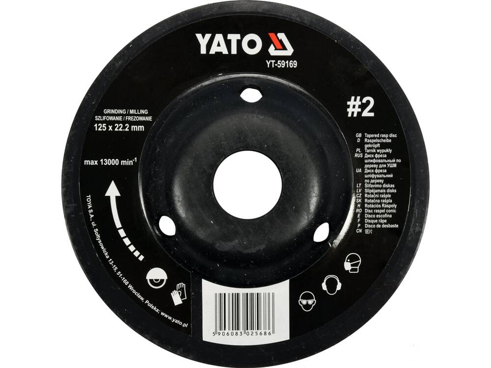 DISC RASPEL LEMN, YATO YT-59169 DEPRESAT, 125X22.2MM, NR2