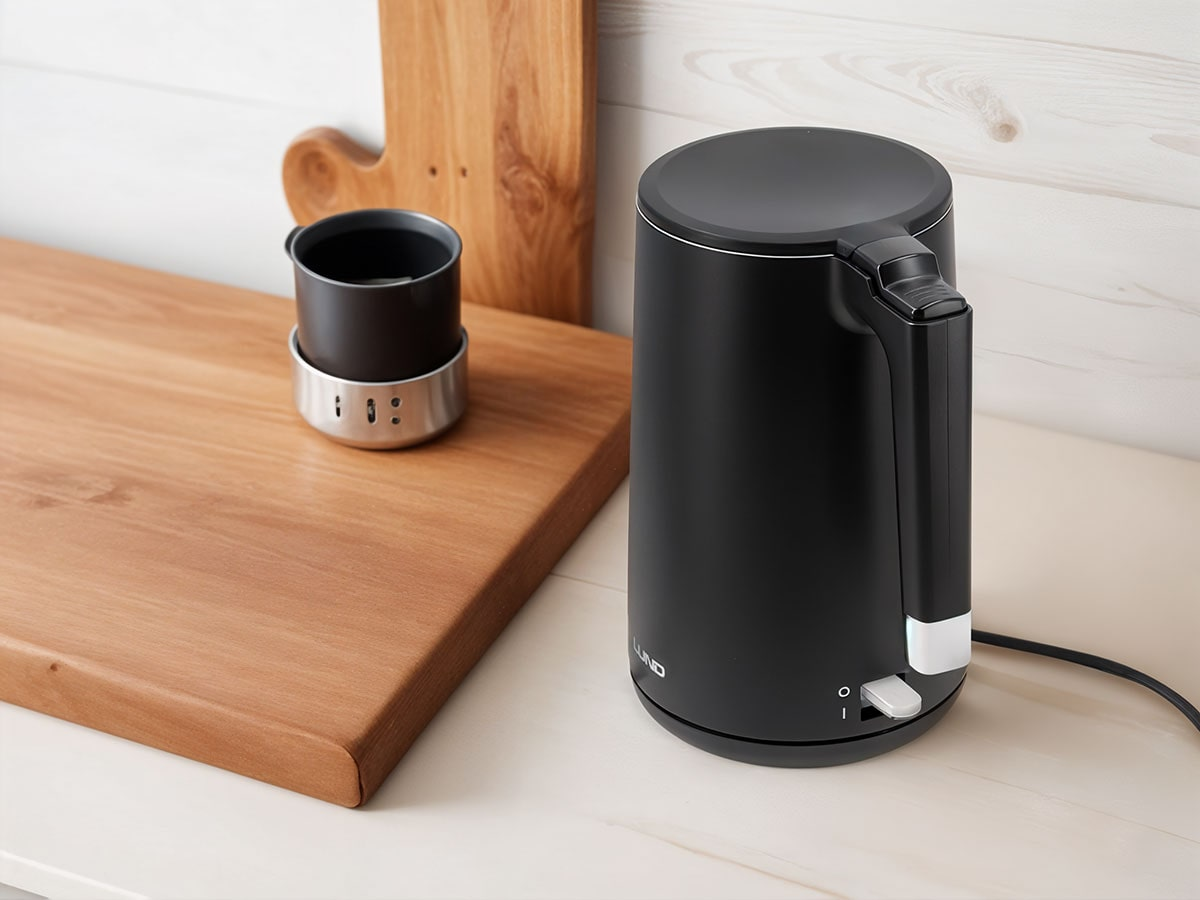 ELEKTROMOS VÍZFORRALÓ 1,5L LUND 68206 FEKETE, HŰVÖS TAPINTÁSÚ