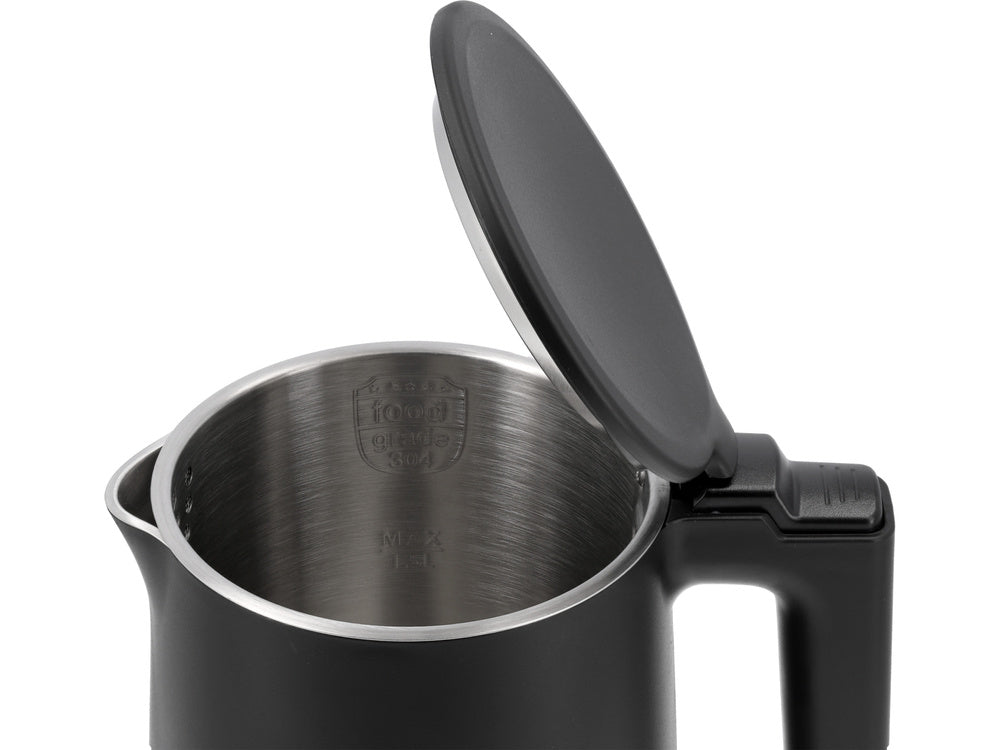 ELEKTROMOS VÍZFORRALÓ 1,5L LUND 68206 FEKETE, HŰVÖS TAPINTÁSÚ