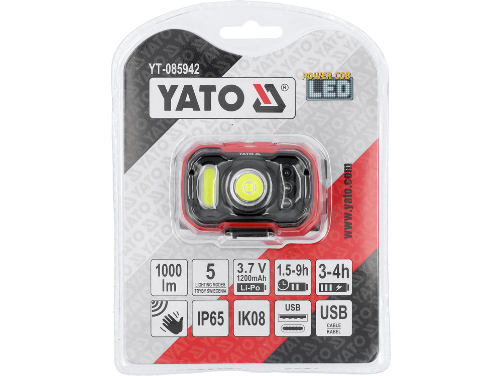 LAMPA FRONTALA CU YATO YT-085942 ACUMULATOR 1000LM, SENZOR DE MISCARE