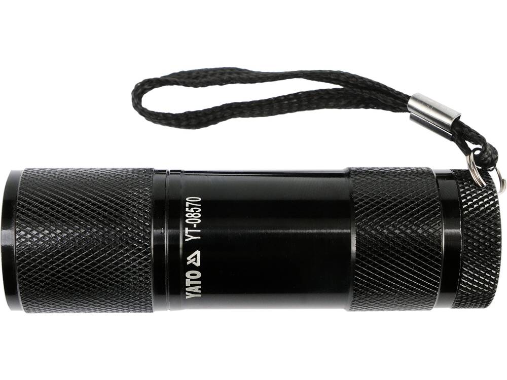 ALUMÍNIUM ZSEBLÁMPA, YATO YT-08570 9 LED, FEKETE