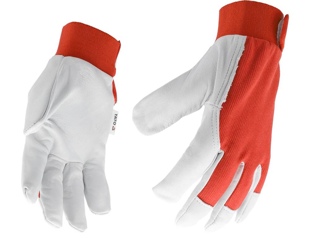 MANUSI LUCRU MARIMEA YATO YT-74642 10, BUMBAC/PIELE ROSU