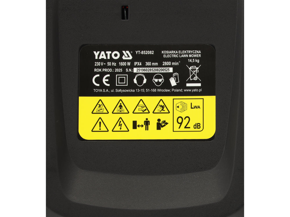 Masina de tuns iarba electrica YATO YT-852082, 1600 W - imagine 14