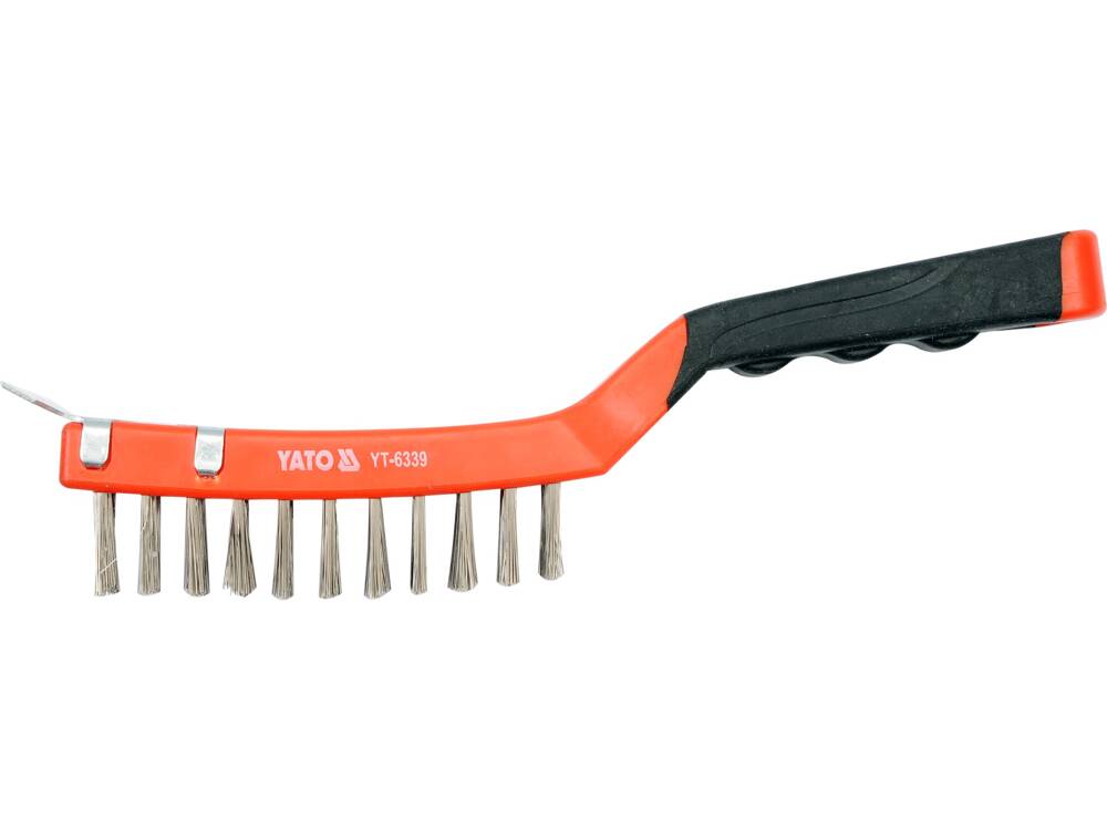 YATO YT-6339 Rozsdamentes acél drótkefe, 4 sor, műanyag nyéllel