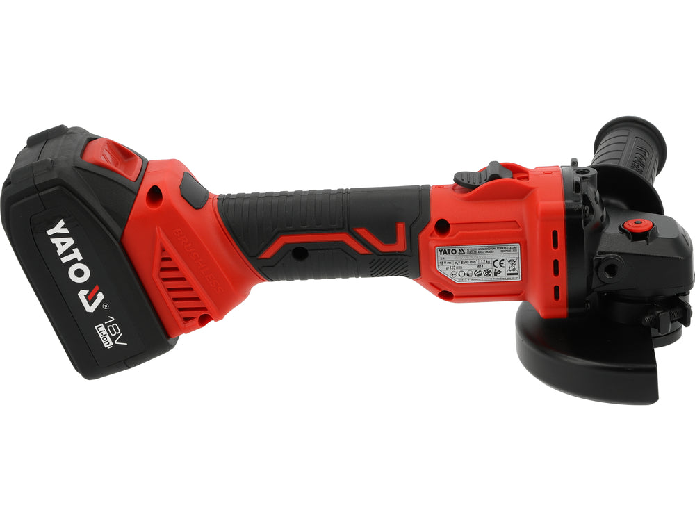 Polizor unghiular YATO YT-828251, 18 V, 125 mm, 1 x 4 Ah - imagine 3