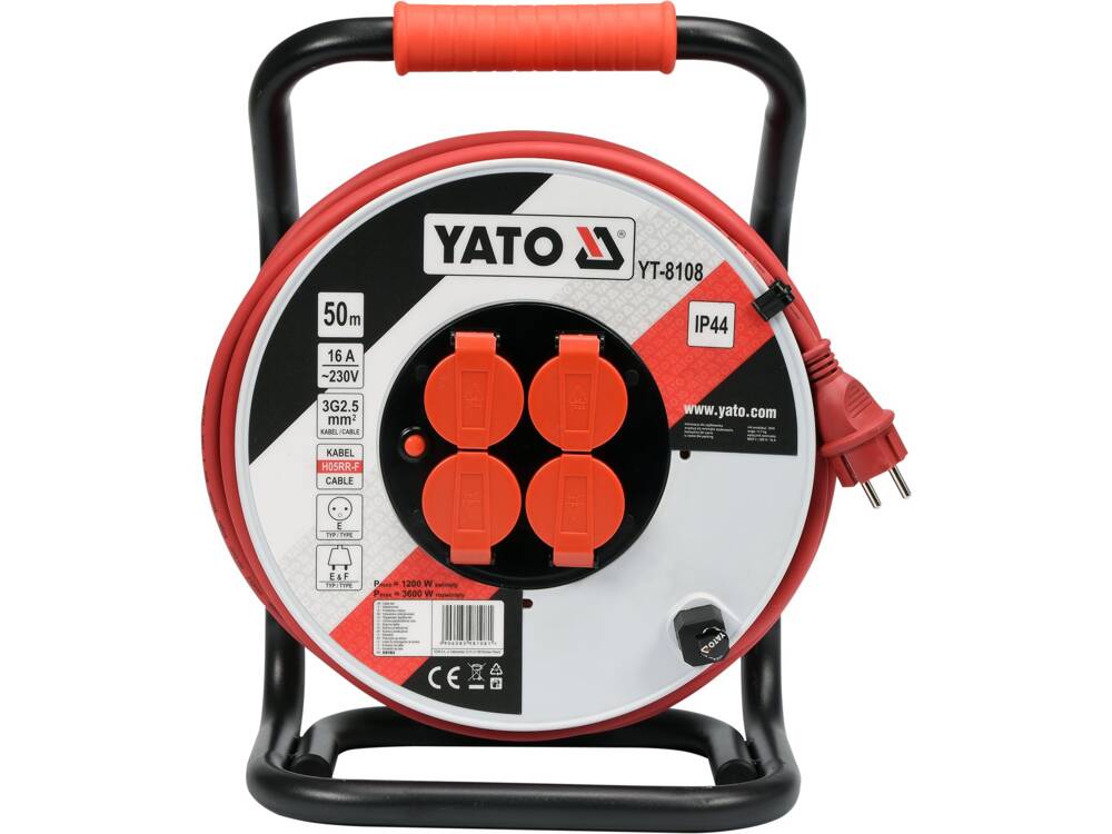PRELUNGITOR PE TAMBUR, YATO YT-8108 50M, 3X2.5MM2,16A