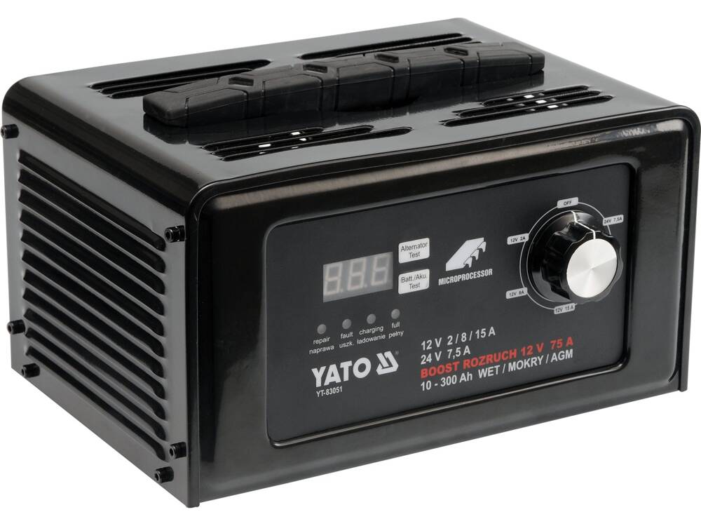 AUTÓAKKUMULÁTOR EGYENIRÁNYÍTÓ YATO YT-83051 23V/50HZ, 12V/24V