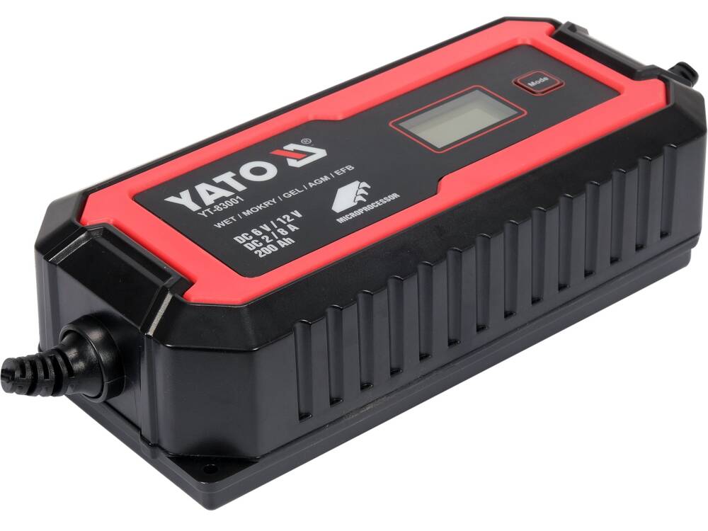 Egyenirányító YATO YT-83001 LCD kijelzővel, 6V/2A, 12V/8A méréshatárral