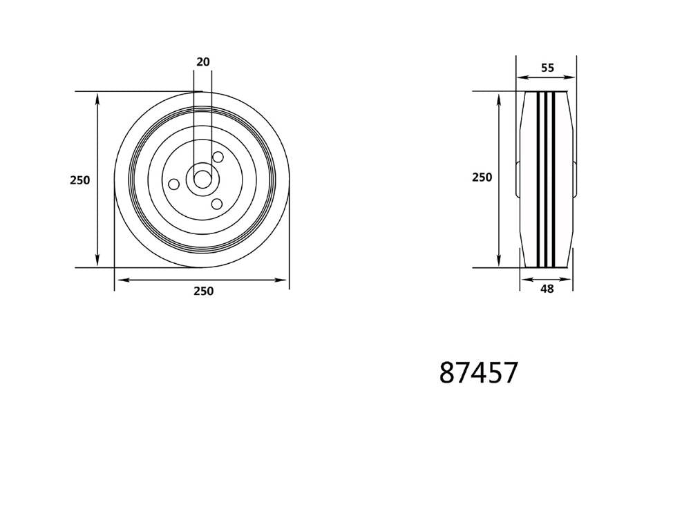 GUMIKERÉK VOREL 87457 FEKETE 250MM