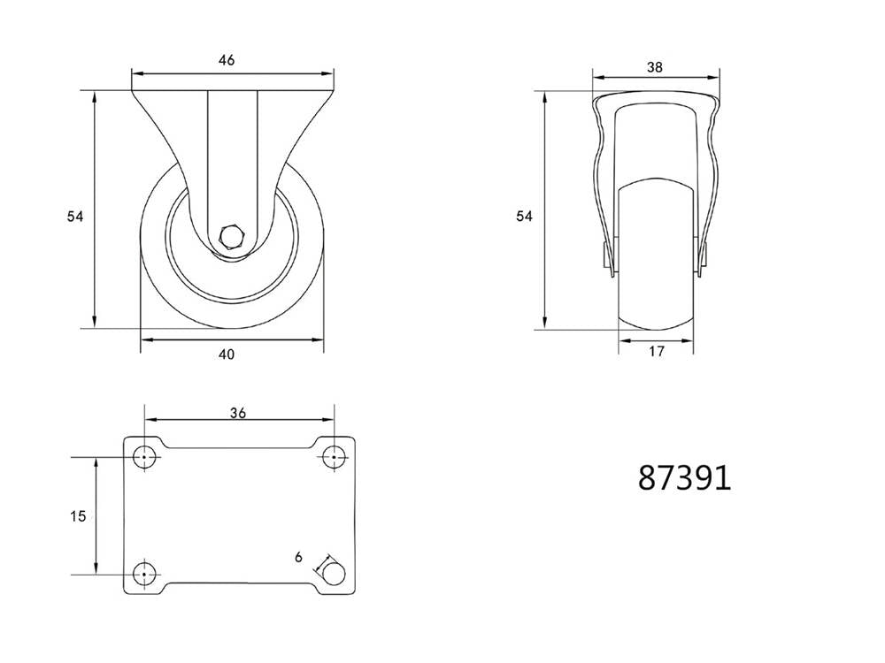 FIX KERÉK, POLIPROPILÉN, VOREL 87391 40MM