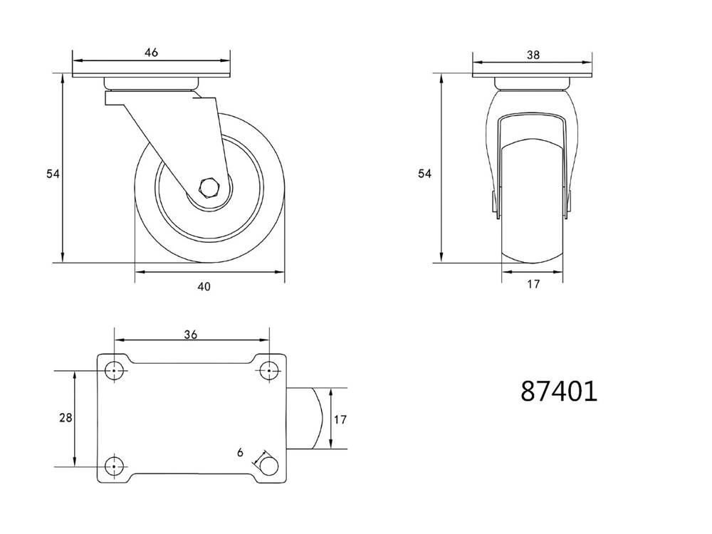 FORGÓKERÉK, POLIPROPILÉN, VOREL 87401 40MM
