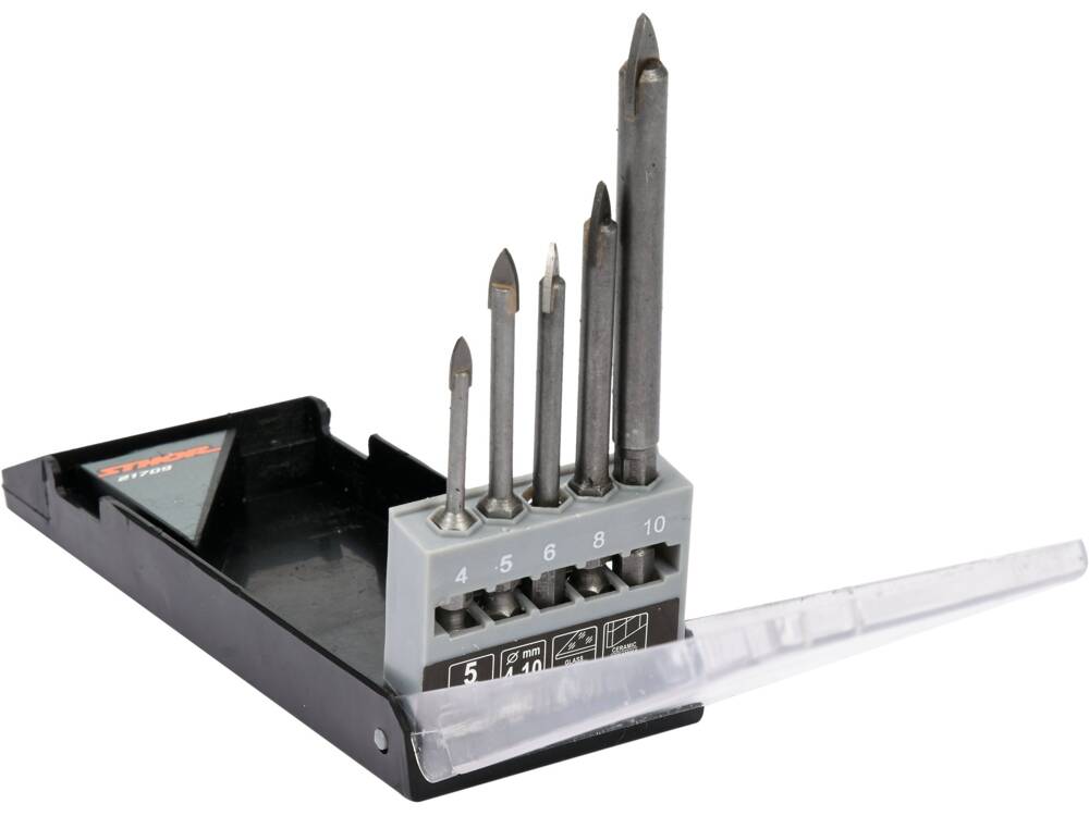 5 DARABOS STHOR 21709 FÚRÓKÉSZLET ÜVEGHEZ ÉS KERÁMIÁHOZ, 4-10 MM, HATSZÖGŰ TARTÓVAL