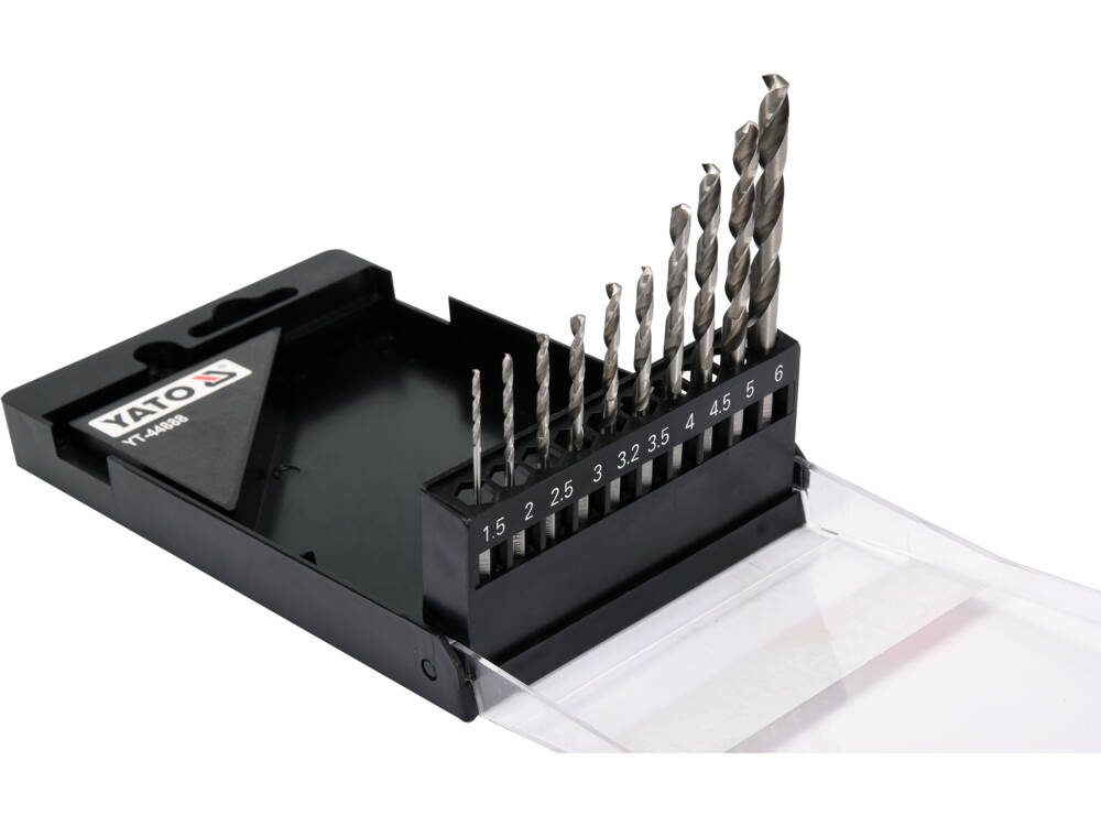 FÉM FÚRÓKÉSZLET, YATO YT-44888 HATSZÖGŰ TARTÓ, 1,5-6,0 MM, 10 DARABOS