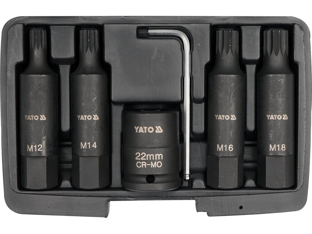 YATO CSŐKULCSKÉSZLET YT-1157 ÜTVECUKCS, 6 RÉSZES, M12-M18, 3/4"