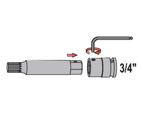 YATO CSŐKULCSKÉSZLET YT-1157 ÜTVECUKCS, 6 RÉSZES, M12-M18, 3/4"