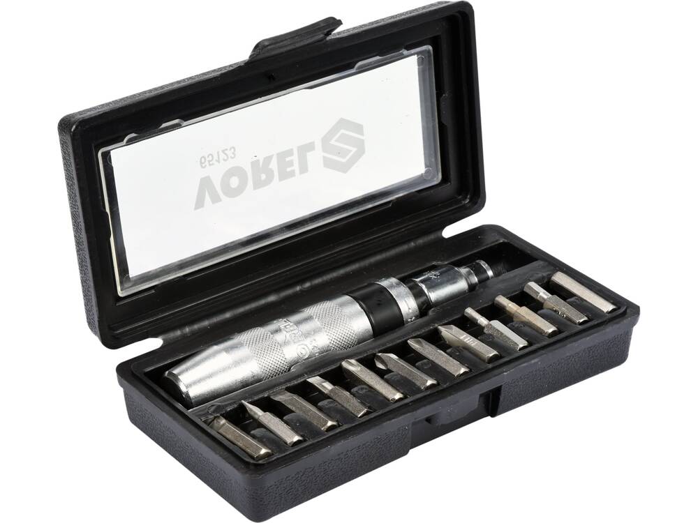 VOREL 65123 CR-V ÜTVECSAVARHÚZÓ KÉSZLET BITEKKEL, 13 DB