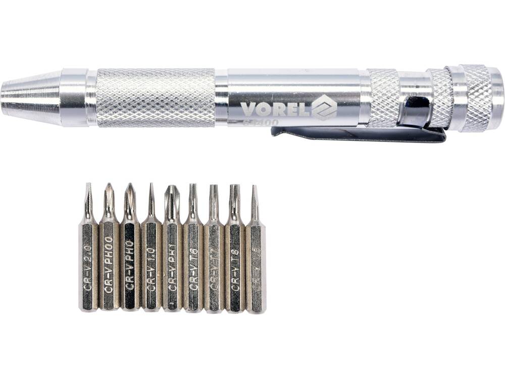 VOREL 64400 FÉM CSAVARHÚZÓ KÉSZLET BITEKKEL, 10 DARABOS