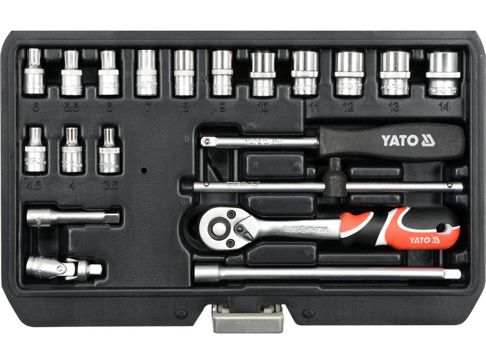 TRUSA TUBULARE+ANTRENOR, 20 YATO YT-14491 BUC, 1/4, CR-V