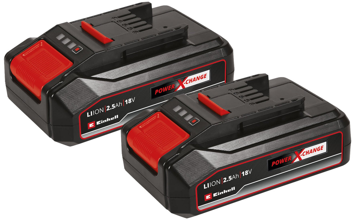 Set 2 acumulatori Einhell PXC Twinpack 2.5 Ah Power X - Change, Li - Ion, 18 V, 2x baterii de 2.5 Ah, universala pentru toate dispozitivele PXC, gestionare proactiva a bateriei, cicluri de incarcare personalizate Einhell - scule electrice si unelte profesionale - BricoMart
