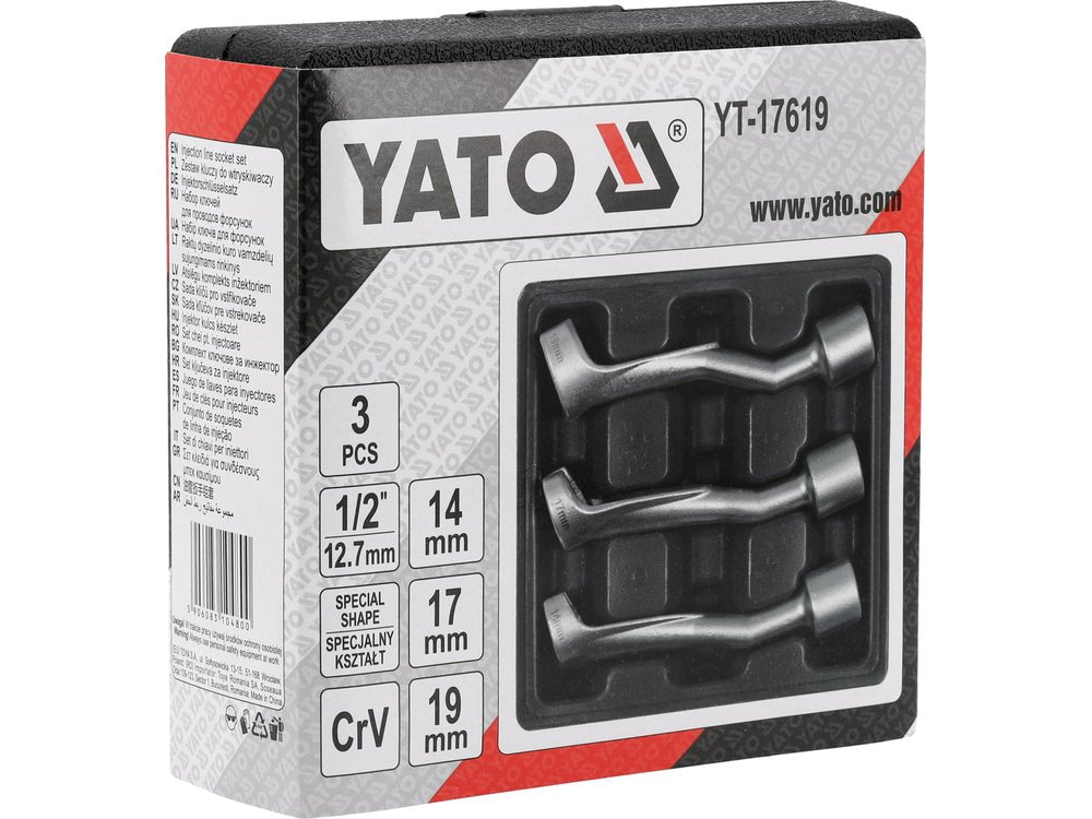 SET CHEI PENTRU INJECTOARE 1/2'', 3 BUC Yato YT - 17619 - 14 mm, 17 mm, 352a, 19 mm Yato - scule electrice si unelte profesionale - BricoMart