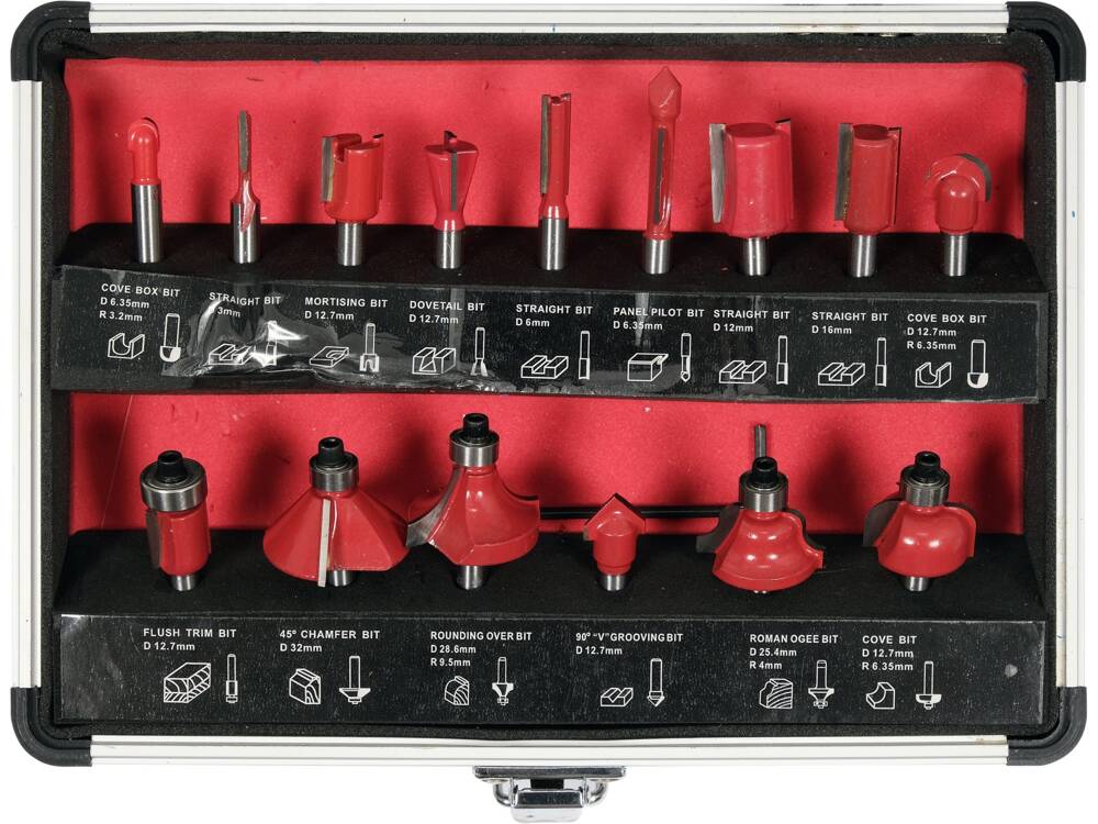 SET DE FREZE YATO YT-68007 PT. LEMN 15 BUC YATO - scule electrice si unelte profesionale - BricoMart