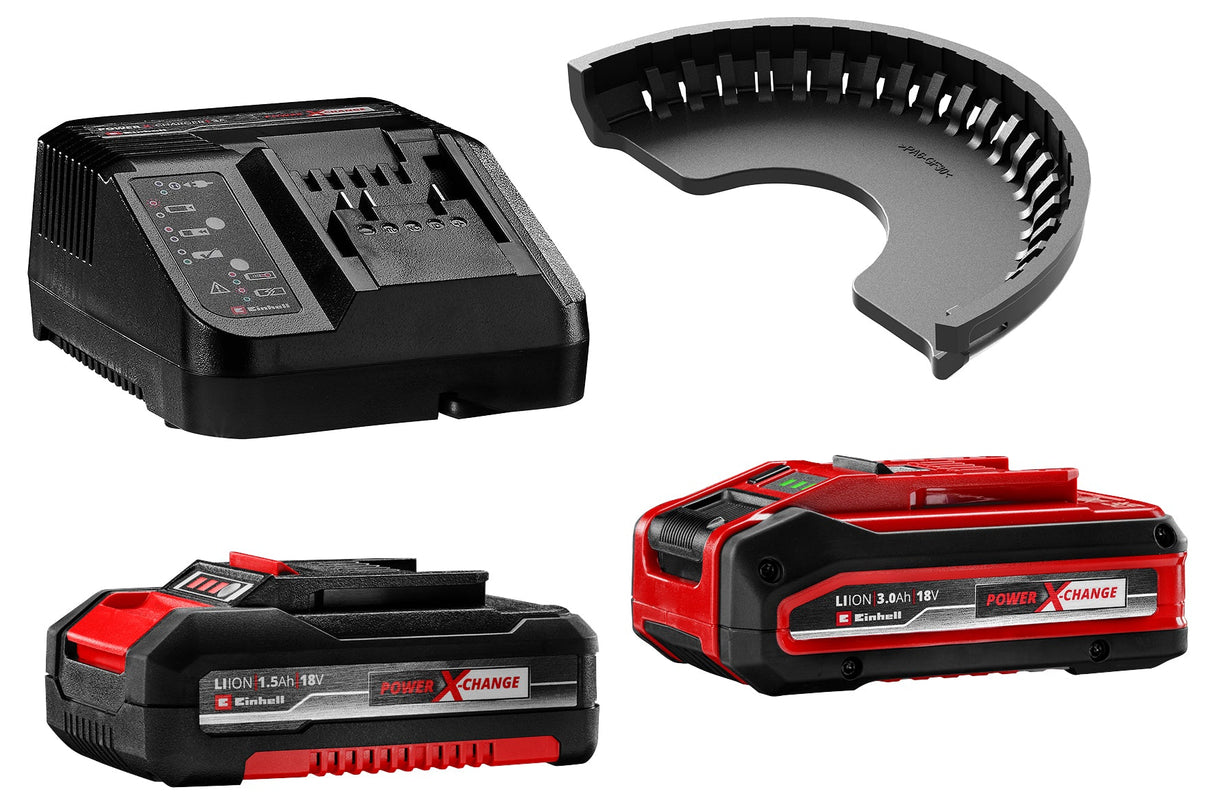 Set de scule Einhell TC - TK 18 Li Kit Power X - Change litiu - ion, masina de gaurit si insurubat (bormasina) TC - CD 18/35 Li + polizor unghiular TC - AG 18/115 Li, incl. acumulator de 1,5 Ah si 3,0 Ah Einhell - scule electrice si unelte profesionale - BricoMart