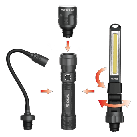 SET LAMPA DE YATO YT-08521 ATELIER, 3 IN 1, 380LM, LI-ION 3,7V 2200MAH, IP54 YATO - scule electrice si unelte profesionale - BricoMart