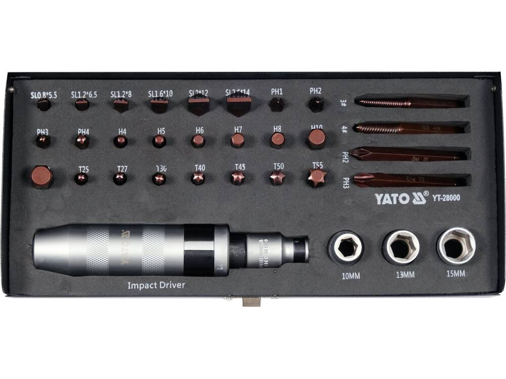 SET SURUBELNITA DE YATO YT-28000 IMPACT, 32 PIESE YATO - scule electrice si unelte profesionale - BricoMart