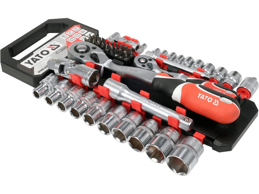 SET TUBULARE CU ACCESORII 1/4'' 1/2'', 51 PIESE Yato YT - 38680 - 12.7 mm, 24 mm, 38 mm, 6.3 mm Yato - scule electrice si unelte profesionale - BricoMart