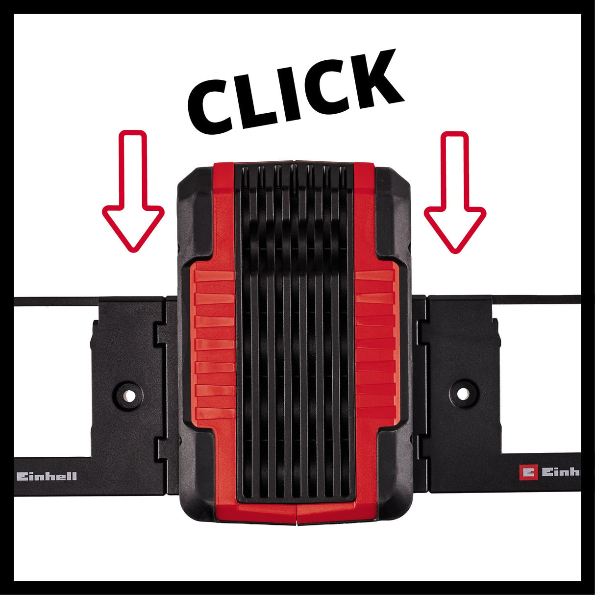 Suport de perete original pentru baterii Einhell Power X - Change (potrivit pentru depozitarea tuturor bateriilor Power X - Change, extensibil la infinit, instalare usoara, functie de prindere prin clic, include suruburi si dibluri Einhell - scule electrice si unelte profesionale - BricoMart