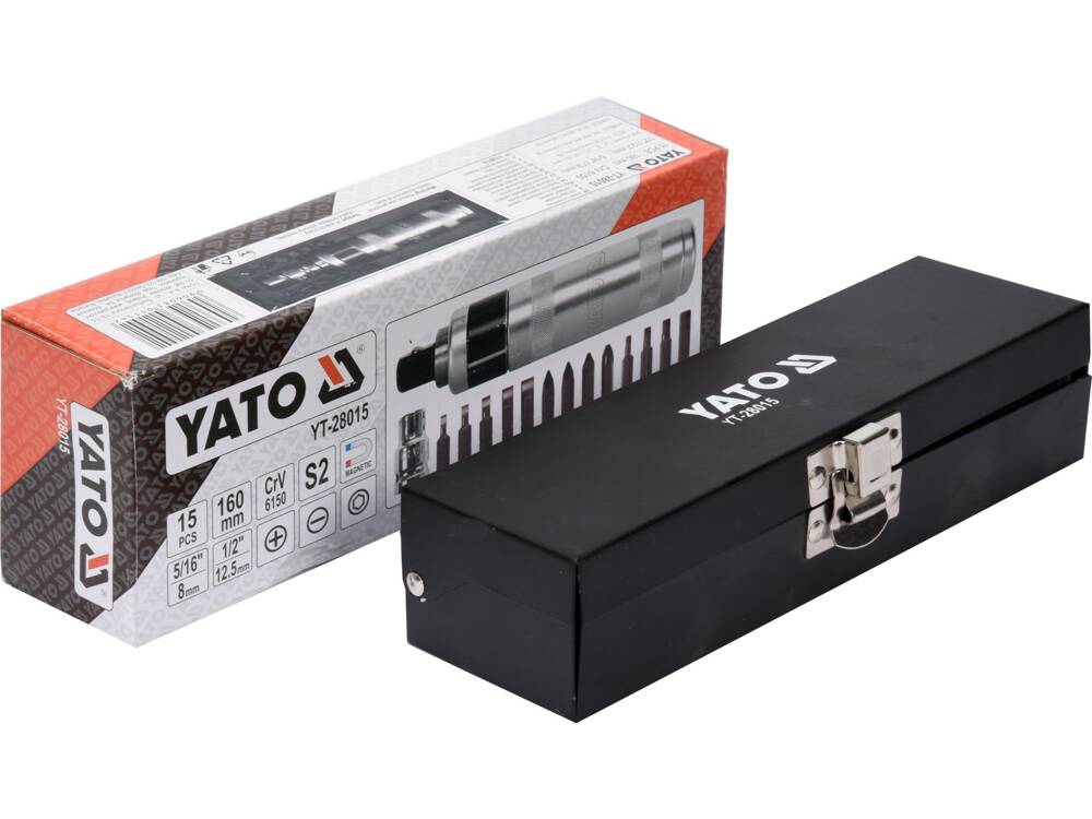 SURUBELNITA DE IMPACT YATO YT - 28015 CR - V, 15 PIESE YATO - scule electrice si unelte profesionale - BricoMart