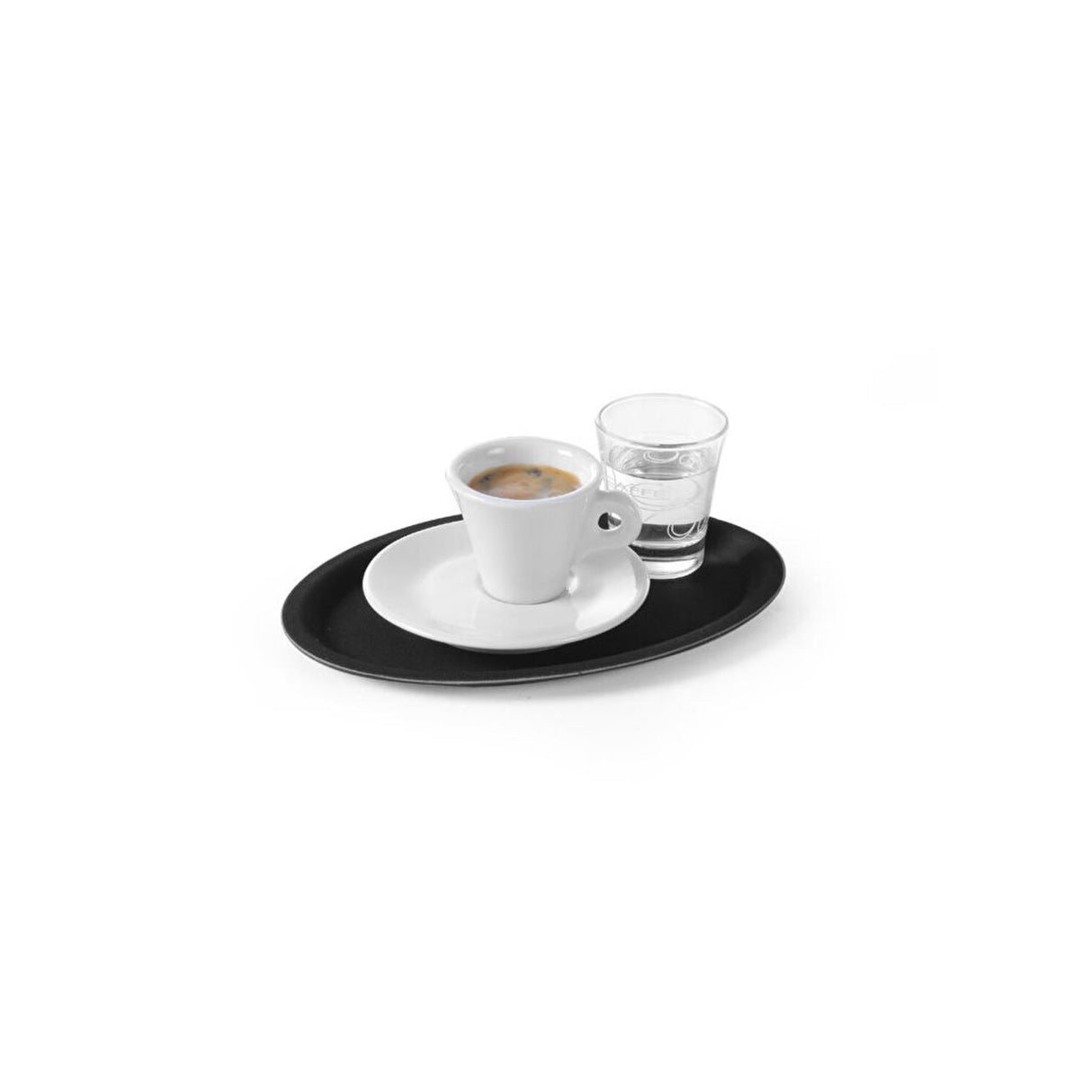 Tava servire ovala, Hendi, poliester armat cu fibra de sticla, neagra, 21x29 cm