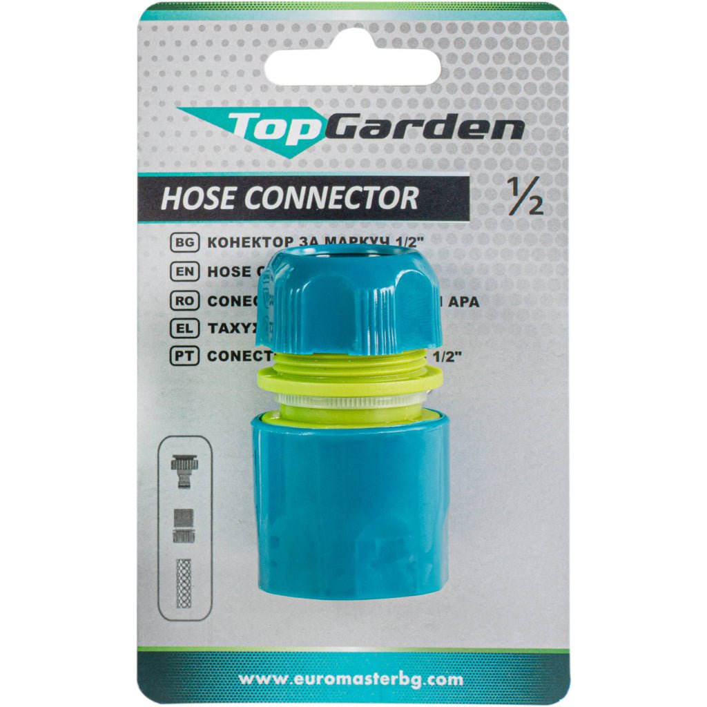 TOP GARDEN Conector furtun plastic 1/2” TG Inlocuire usoara Material: ABS Top Garden - scule electrice si unelte profesionale - BricoMart