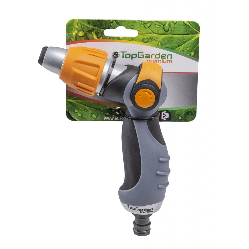 TOP GARDEN Pistol pentru stropit, metal TGP Construcție metalică robustă Carcasă cauciucată pentru a preveni potențialele daune Echipat cu o duză reglabilă care ofe Top Garden - scule electrice si unelte profesionale - BricoMart