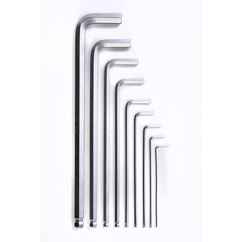 TOP MASTER PRO Chei imbus cu bila 1.5-10mm extralungi set 9pcs CR-V TMP Finisaj lucios Material: otel crom-vanadiu de inalta calitate Unghi de lucru de pana la 25 °, pentru operare in locuri g Top Master Pro - scule electrice si unelte profesionale - BricoMart